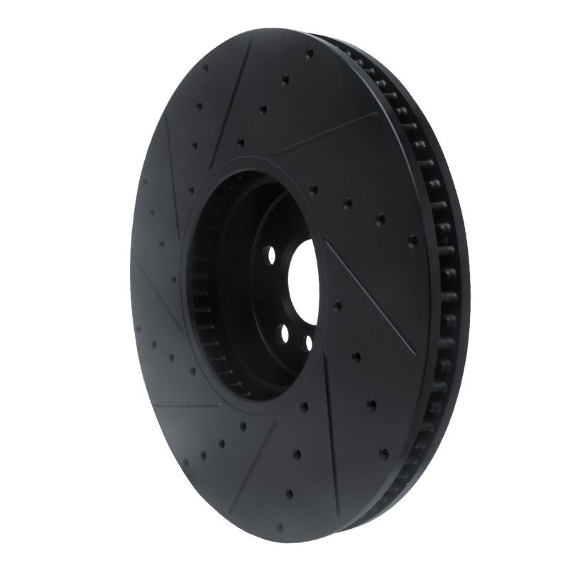 BMW i7 Brake Rotor (1) - Right Front - R1 Concepts - Drilled & Slotted - Black - `16-`25